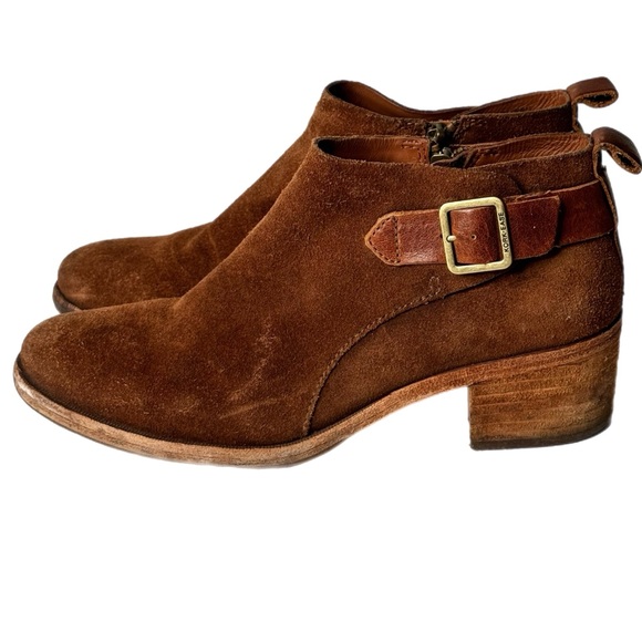 Kork-Ease Shoes - Kork-Ease Mesa Brown Suede booties Strap with buckle side zip Size 8